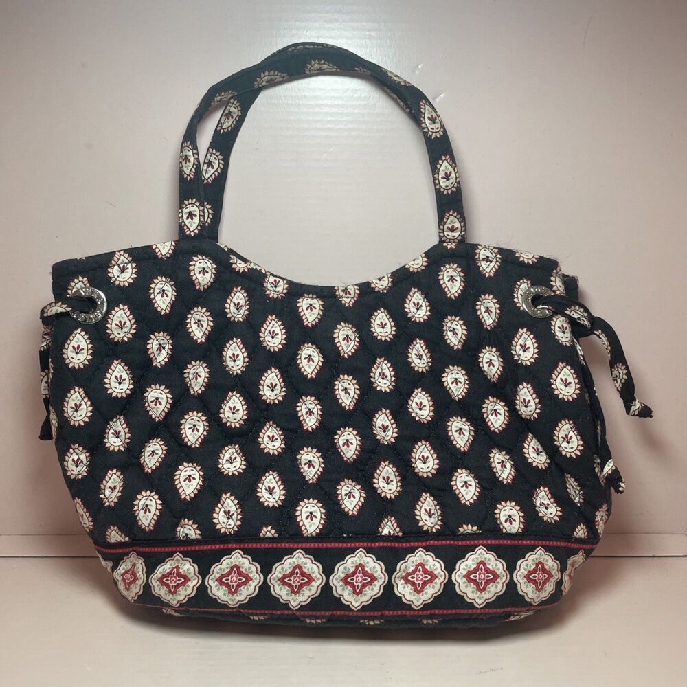 Vera Bradley Paisley Sherry Black Retired Handbag Satchel Purse Bag Cottagecore